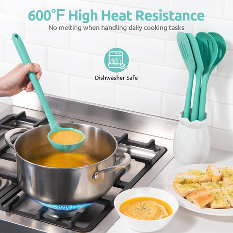 U-Taste silicone mixing spoon with balanced weight and control.
