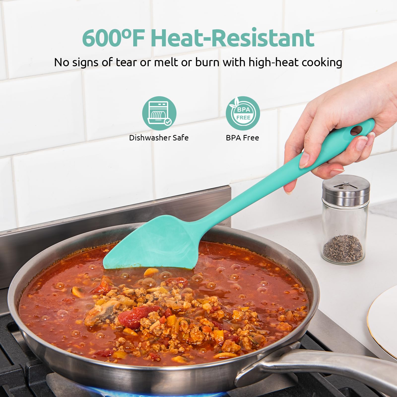 U-Taste Aqua Sky mini spatula for precise mixing in small bowls