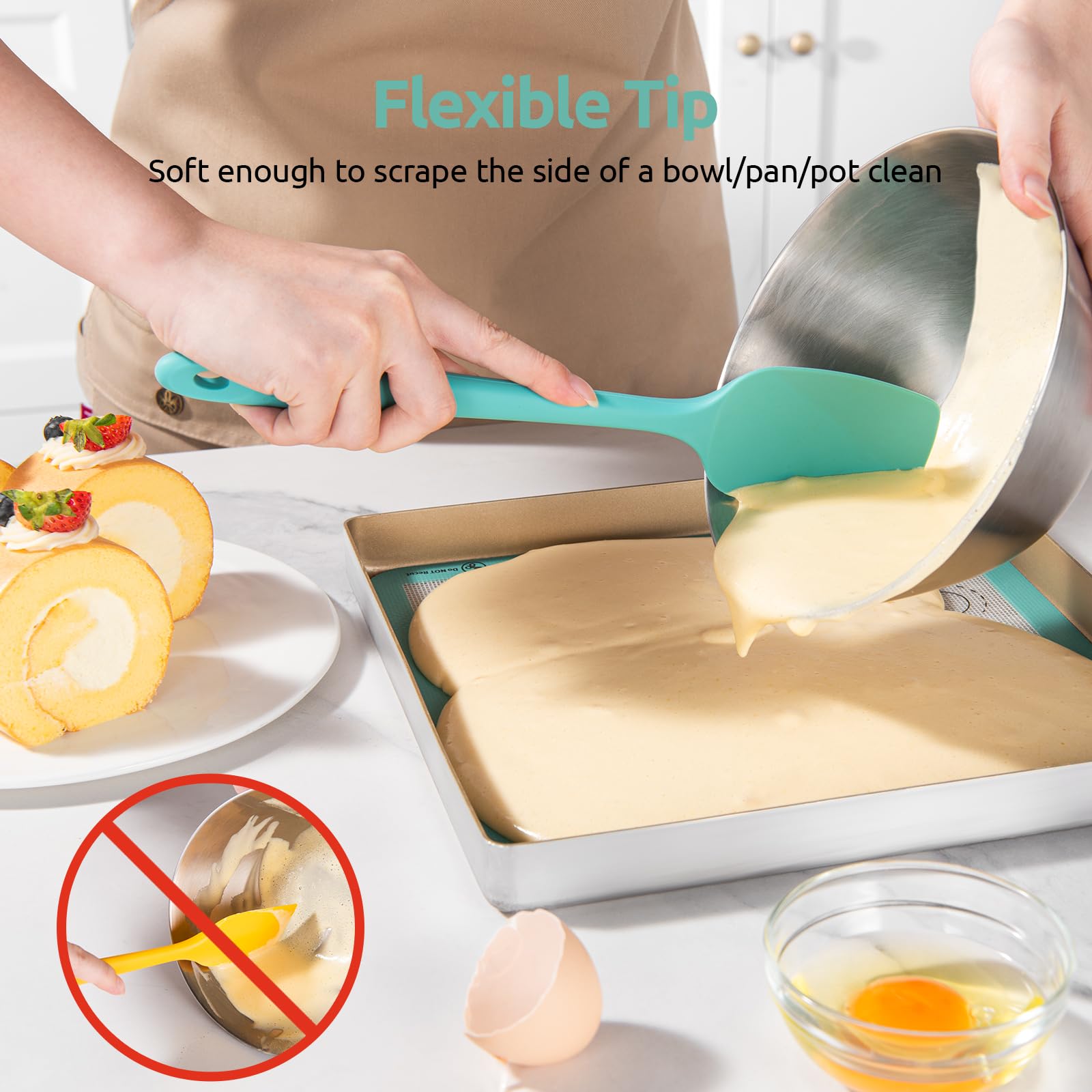 U-Taste Aqua Sky seamless-design spatula for easy cleaning and durability