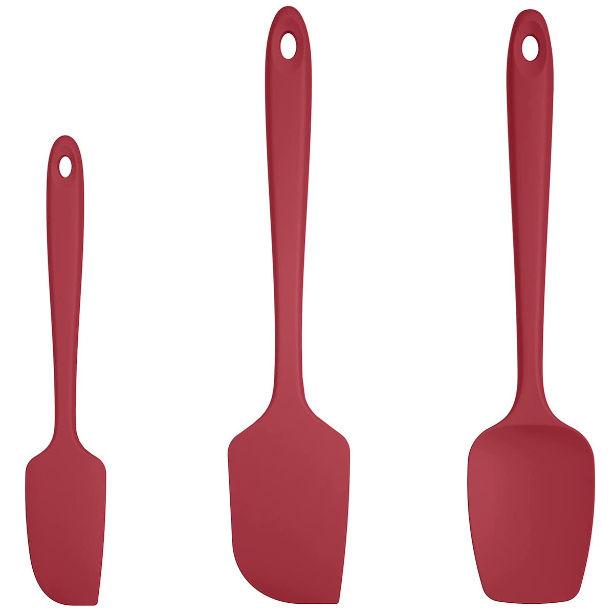 U-Taste red silicone spatula set, heat resistant up to 600°F for high-heat cooking.