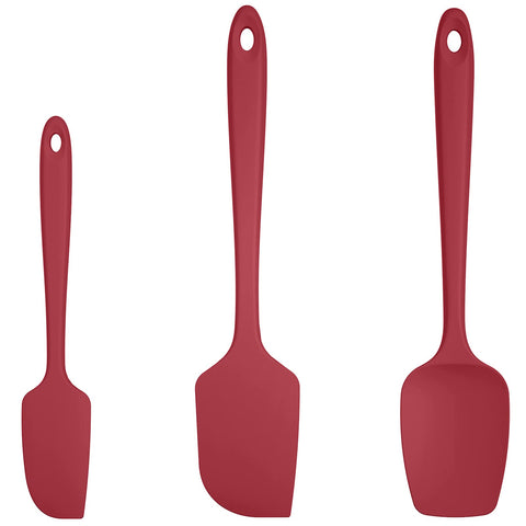 U-Taste red silicone spatula set, heat resistant up to 600°F for high-heat cooking.