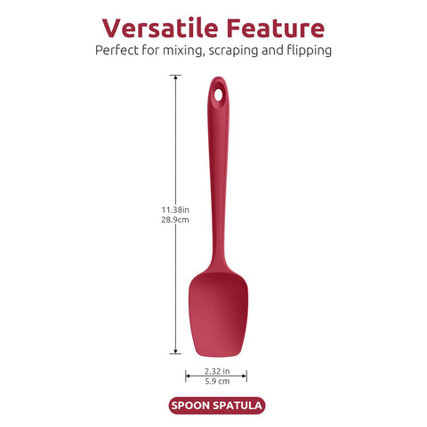 U-Taste red spatula blade close-up shows flexible scraping edge
