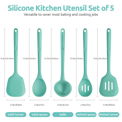 U-Taste silicone turner spatula Aqua Sky for flipping.