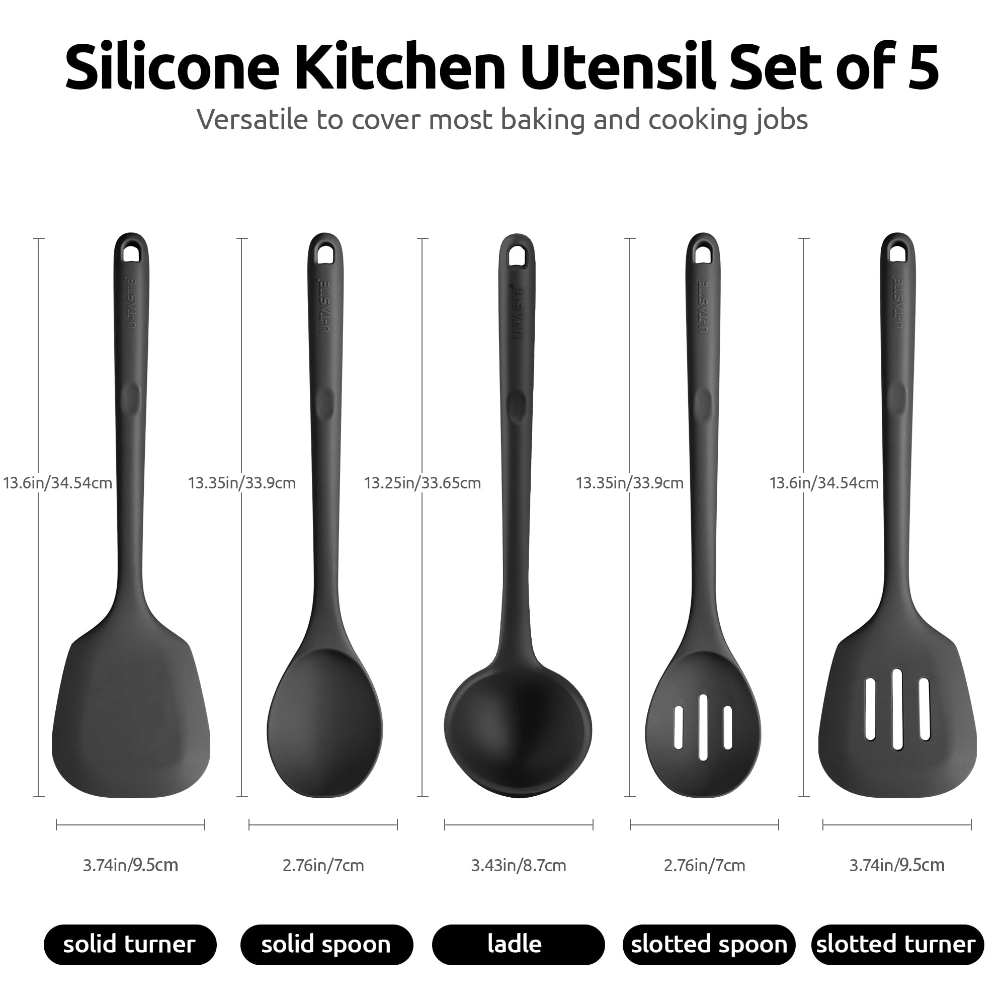 U-Taste silicone utensils with scratchproof tip protect nonstick cookware surfaces.