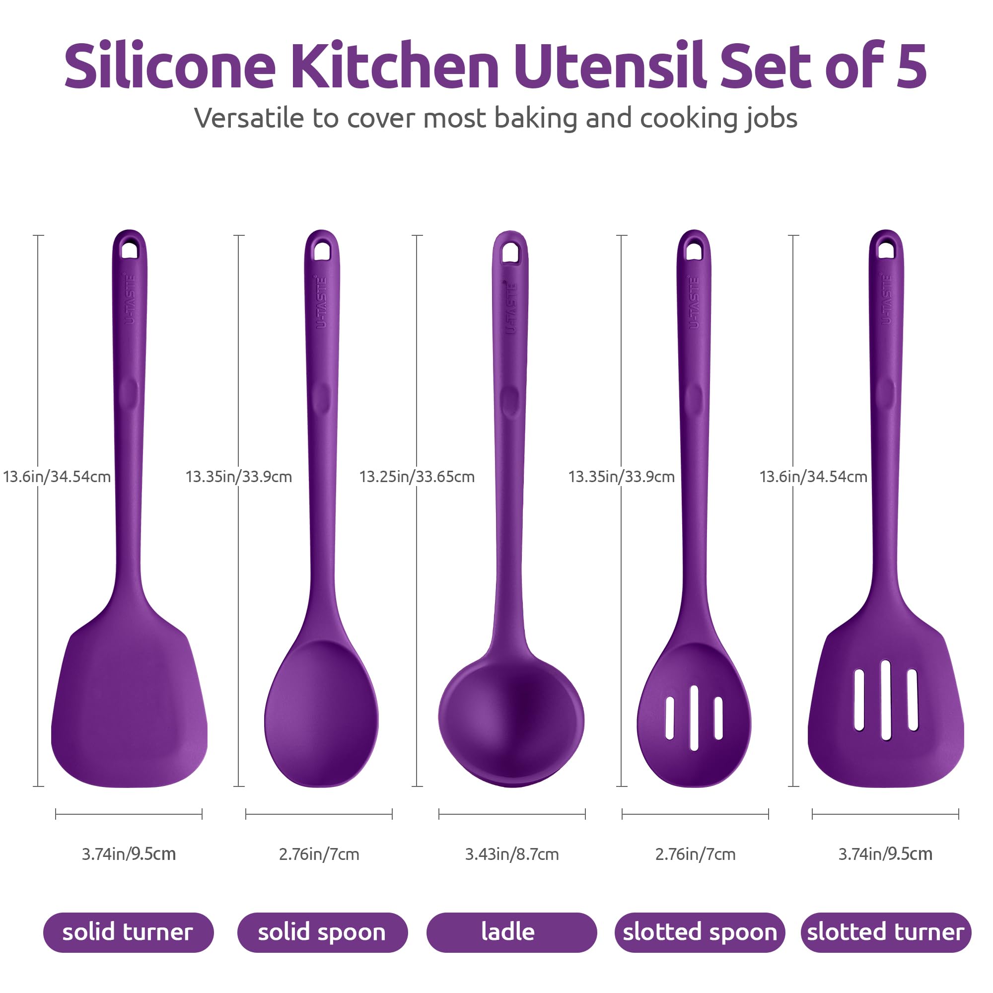 U-Taste silicone turner in purple for high-heat cooking without scratching pans