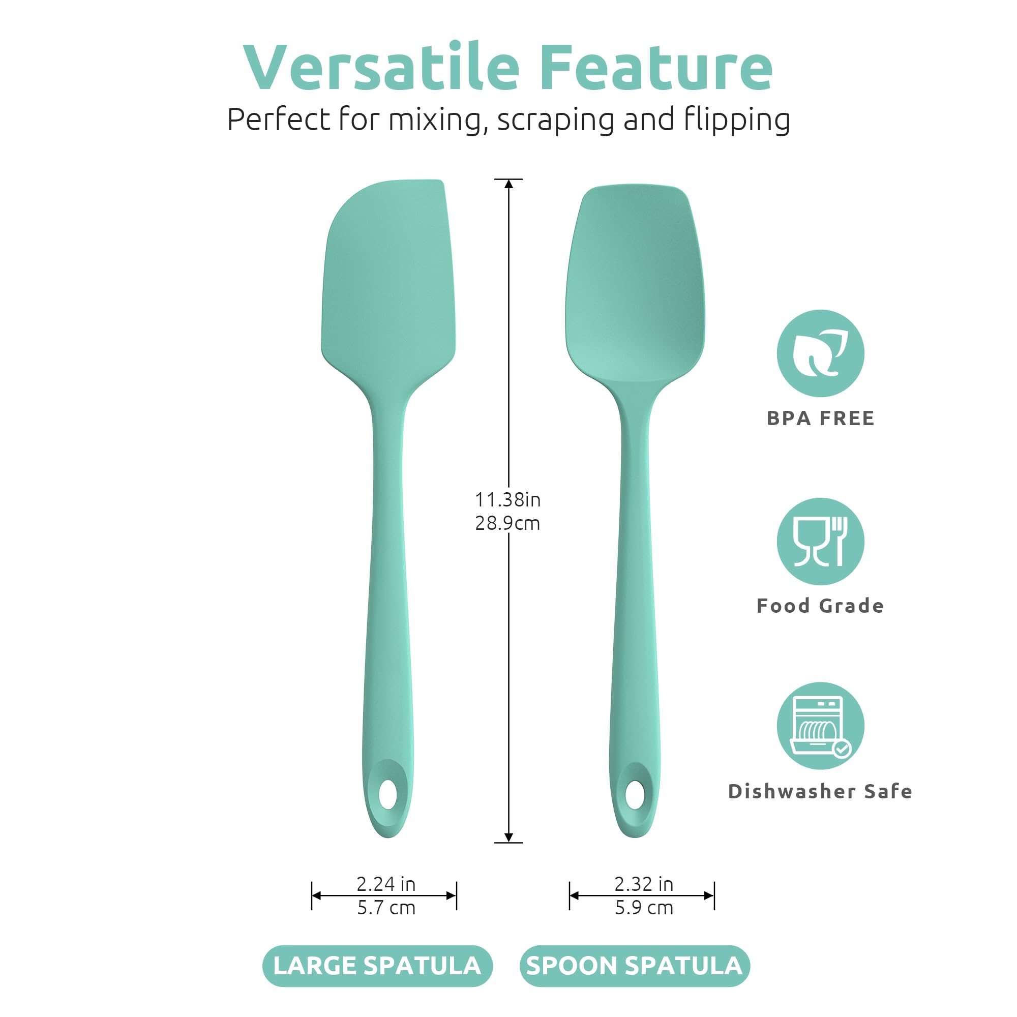 U-Taste spoon spatula Aqua Sky handle with a comfortable grip.