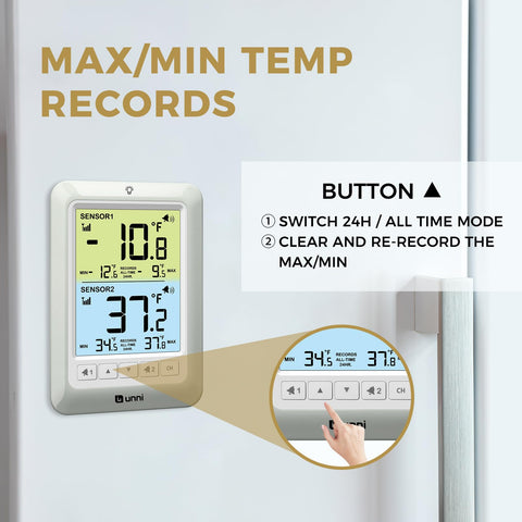 U UNNI 90dB alarm clearly notifies when temperatures drift out of range.