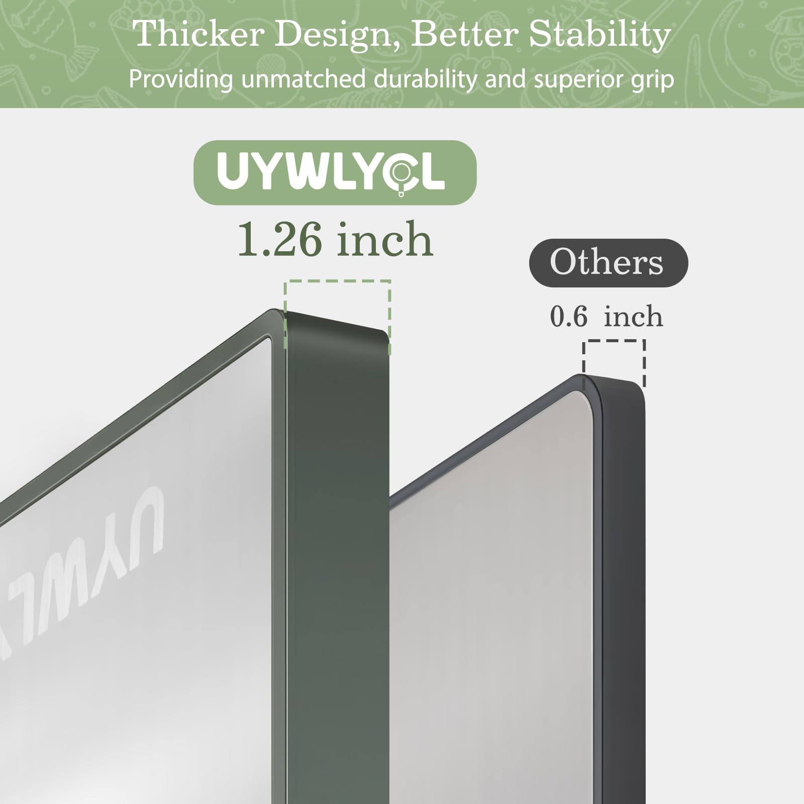 UYWLYCL dual-sided board provides a fruits and vegetables side for safe produce prep
