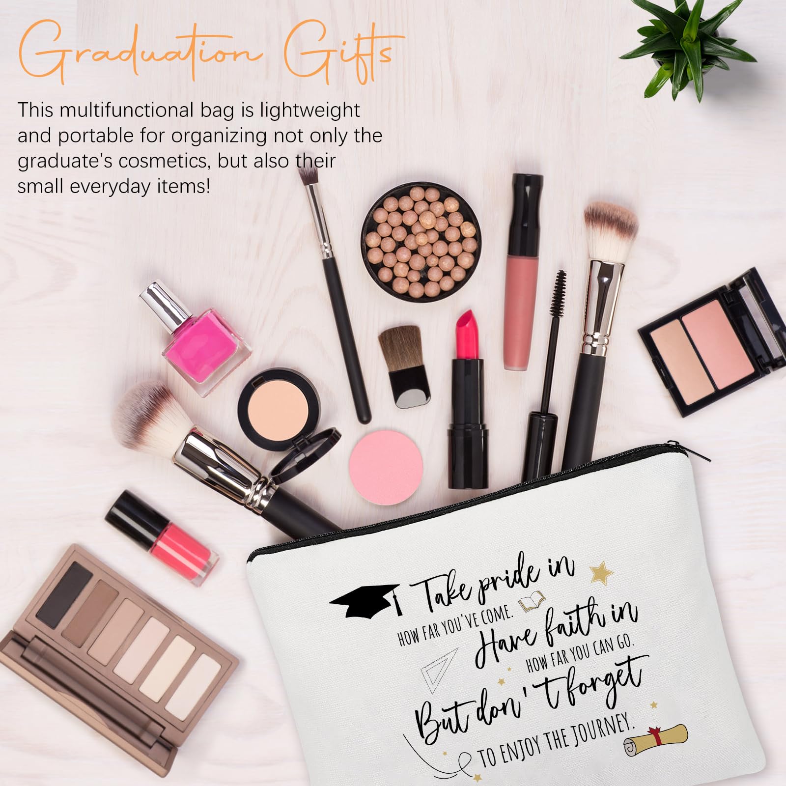 UAREHIBY makeup bag with inspirational words for organization