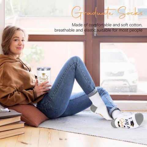 UAREHIBY graduation socks with humorous words for comfort