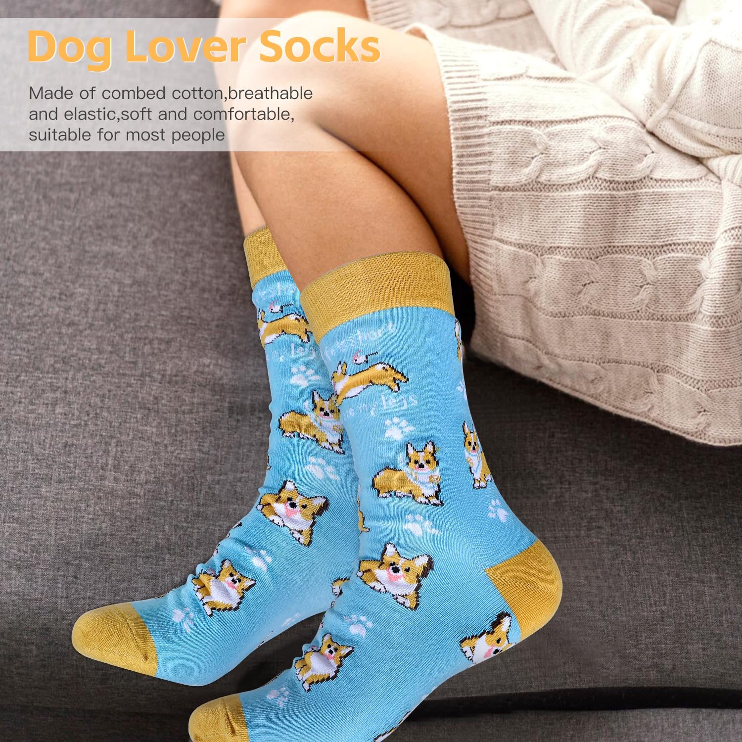 UAREHIBY corgi socks comfortable and breathable for daily wear