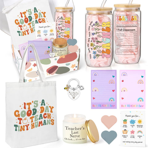 UAREHIBY glass cup with floral TEACHER design, ideal for daily beverages