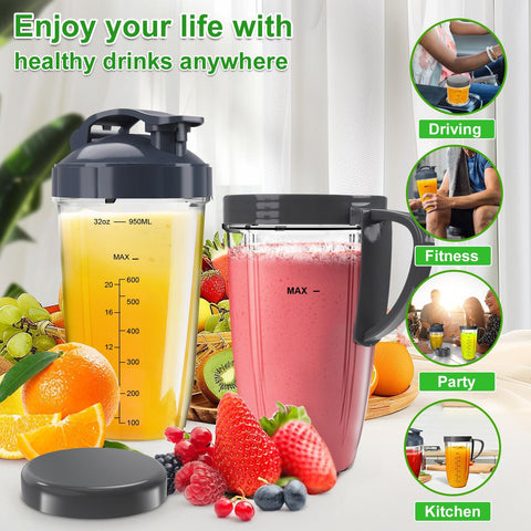 UBYNID Nutribullet lip ring with handle for mug-style gripping.