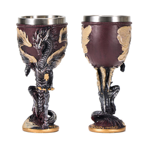 UCOMINS Flame Dragon goblet care: hand wash to preserve paint and finish.