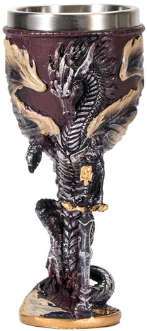 UCOMINS Flame Dragon wine goblet front view highlights bold tabletop display for fantasy fans.