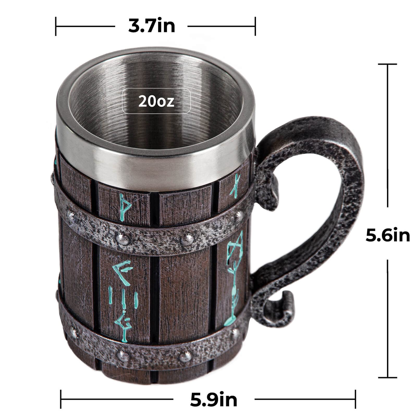 UCOMINS Rune Mug featuring wooden barrel design adds rustic Norse decor flair