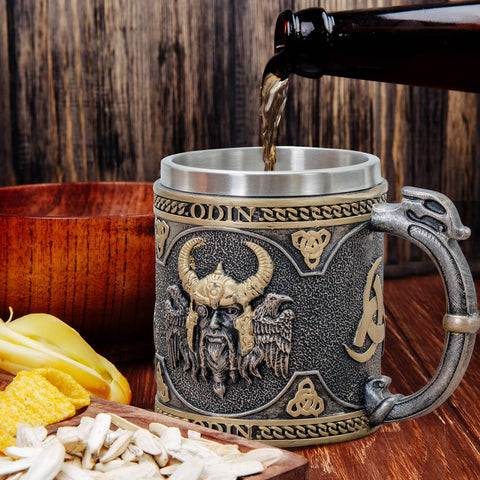 UCOMINS Odin mug 15oz capacity fits coffee or beer.
