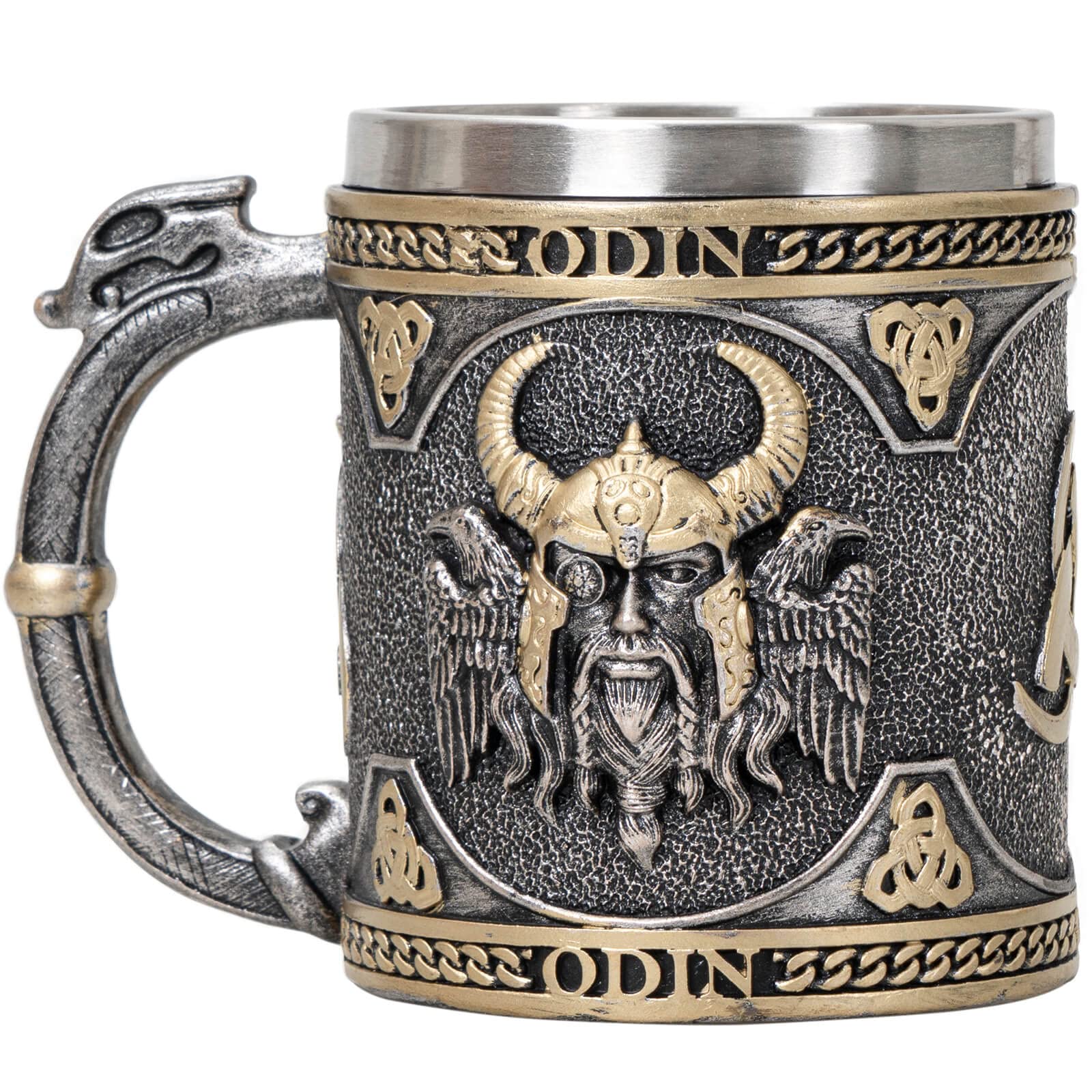 UCOMINS Odin mug with dragon handle for bold Nordic style.