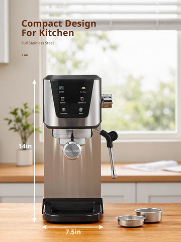 Steam wand froths milk for lattes and cappuccinos