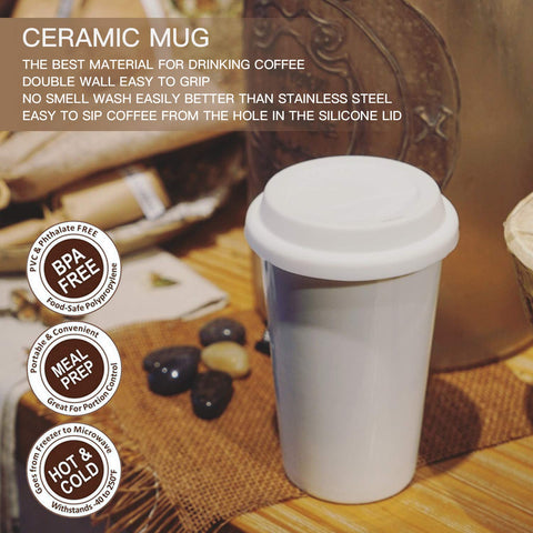 UDMG double-wall ceramic cup showing insulated design keeping beverages at temperature.