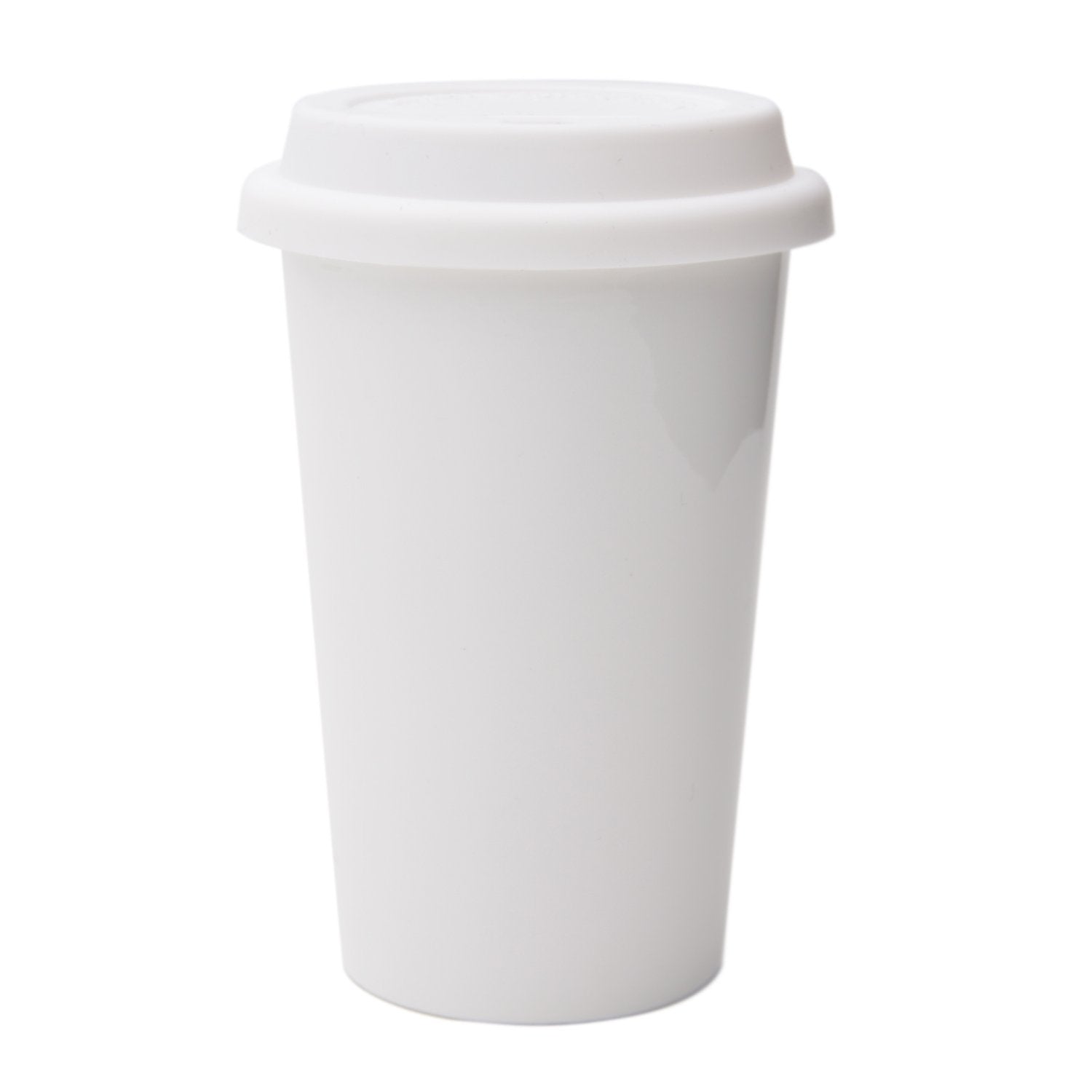 UDMG travel coffee cup with lid and sleeve in white ceramic for spill-free on-the-go sipping.