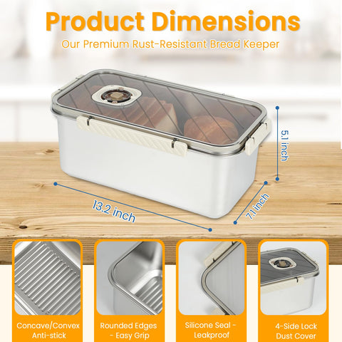 udNmlaiebot stainless steel bread box offers durable kitchen storage