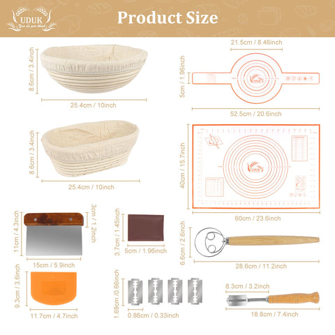UDUK oval 9.6-inch banneton bread proofing basket ideal for artisan loaves.