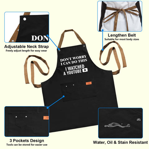 UENOW apron with 3 pockets for utensils and phone within reach