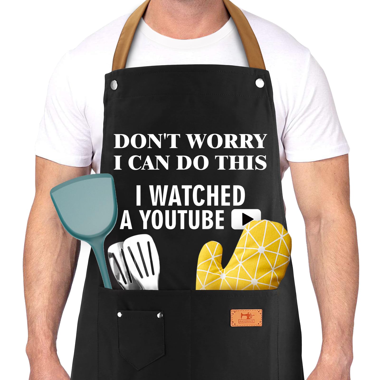 UENOW grilling apron with adjustable neck strap for comfortable outdoor cooking