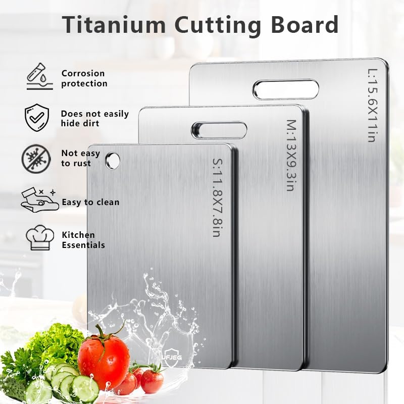 UFJEG titanium cutting board for meat and vegetables, safe and stable prep surface.
