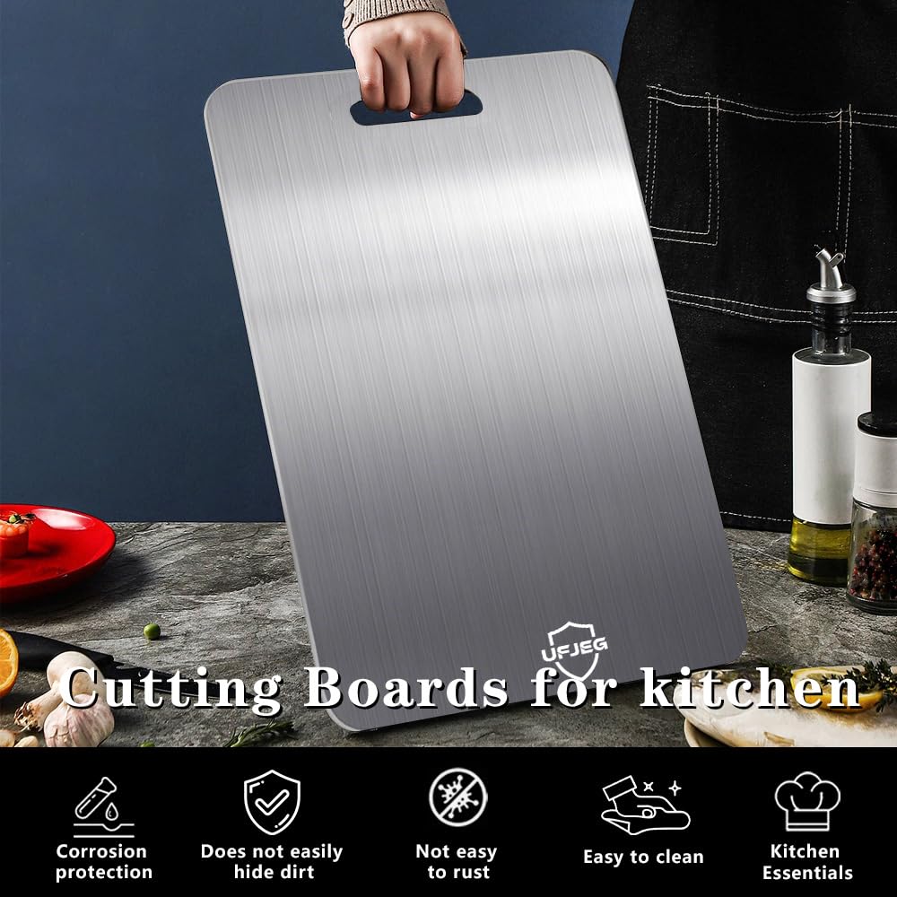 UFJEG titanium cutting board set 3, side dimensions, fit for varied tasks.