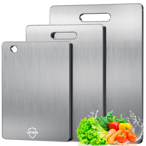 UFJEG titanium cutting board set of 3, top view, durable and easy to clean for daily prep.