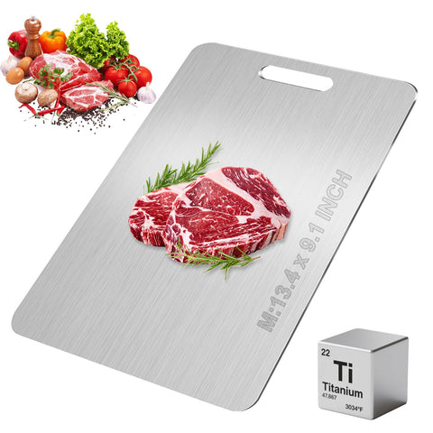 Ufolbol Katuchef titanium board front side for produce preserves knife sharpness and surface cleanliness.