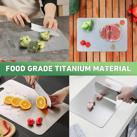 Ufolbol Katuchef titanium board non-porous surface resists odors and liquids.