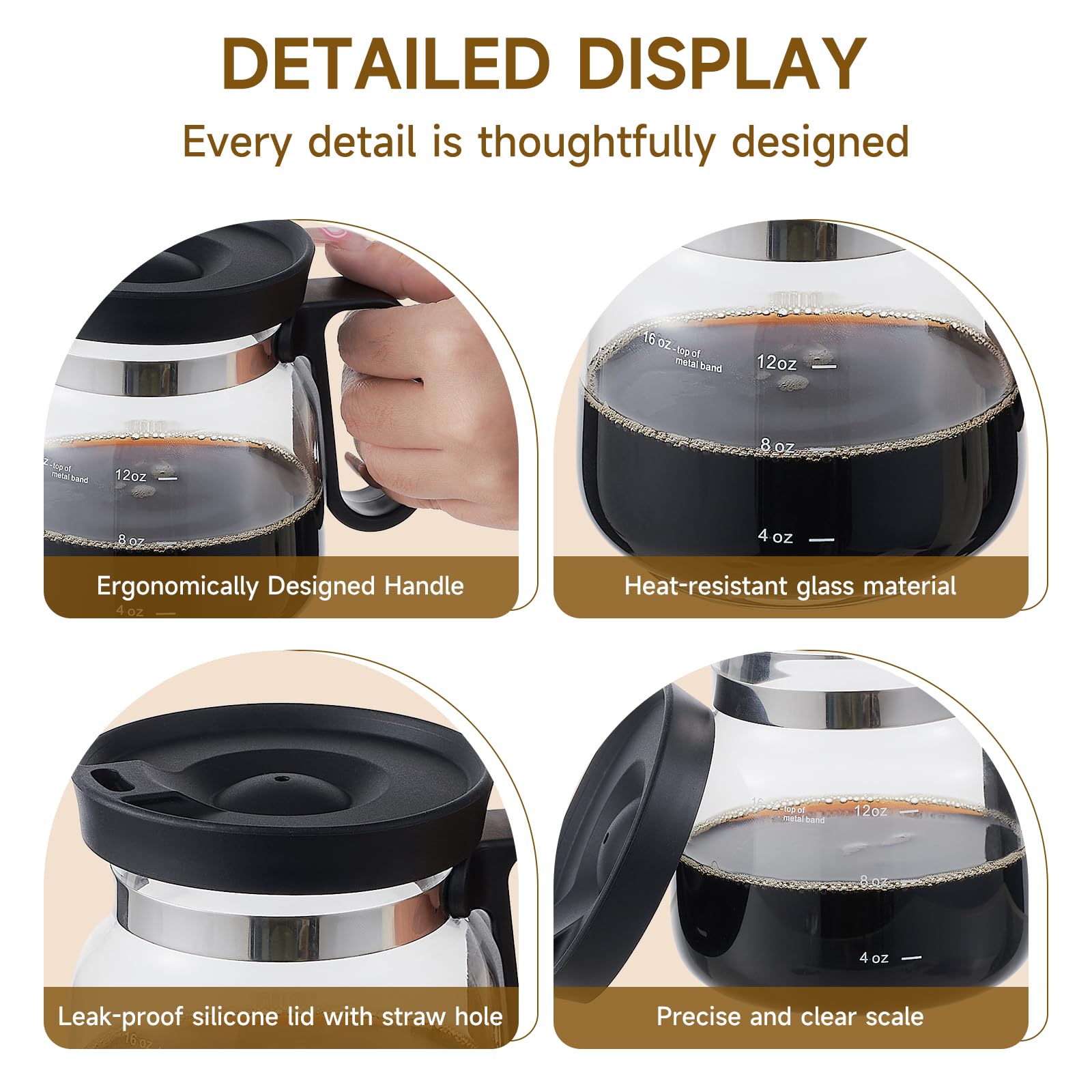 UFORU iced coffee use, glass shows cold brew clarity