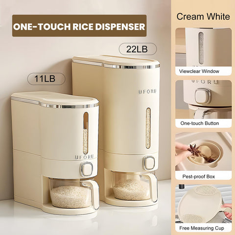 UFORU rice bin featuring insect box for pantry pest deterrence