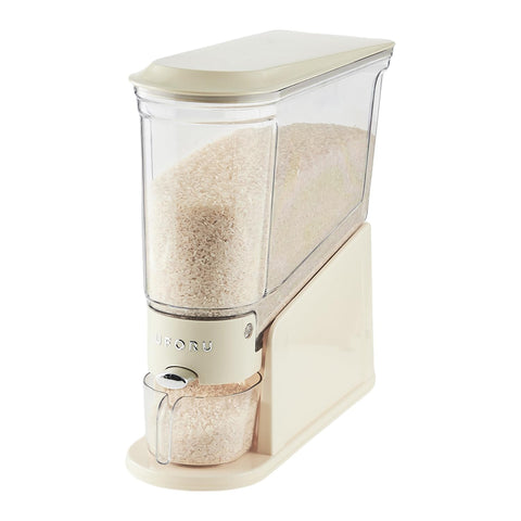 UFORU rice dispenser 11lb front view for space-saving kitchen storage