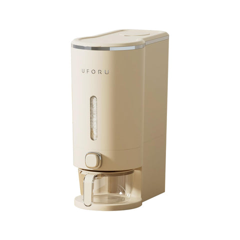 UFORU rice dispenser showcasing its 22 lb capacity for easy grain access