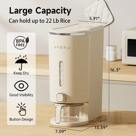 UFORU rice storage container with airtight seal to block moisture