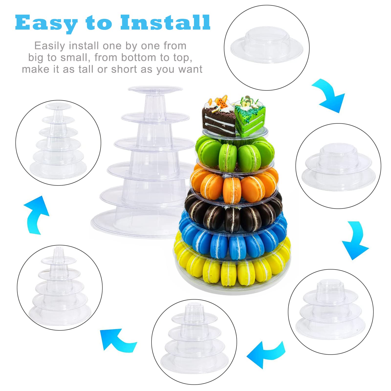 Ufurty macaron stand bottom decor with flowers for party decoration.