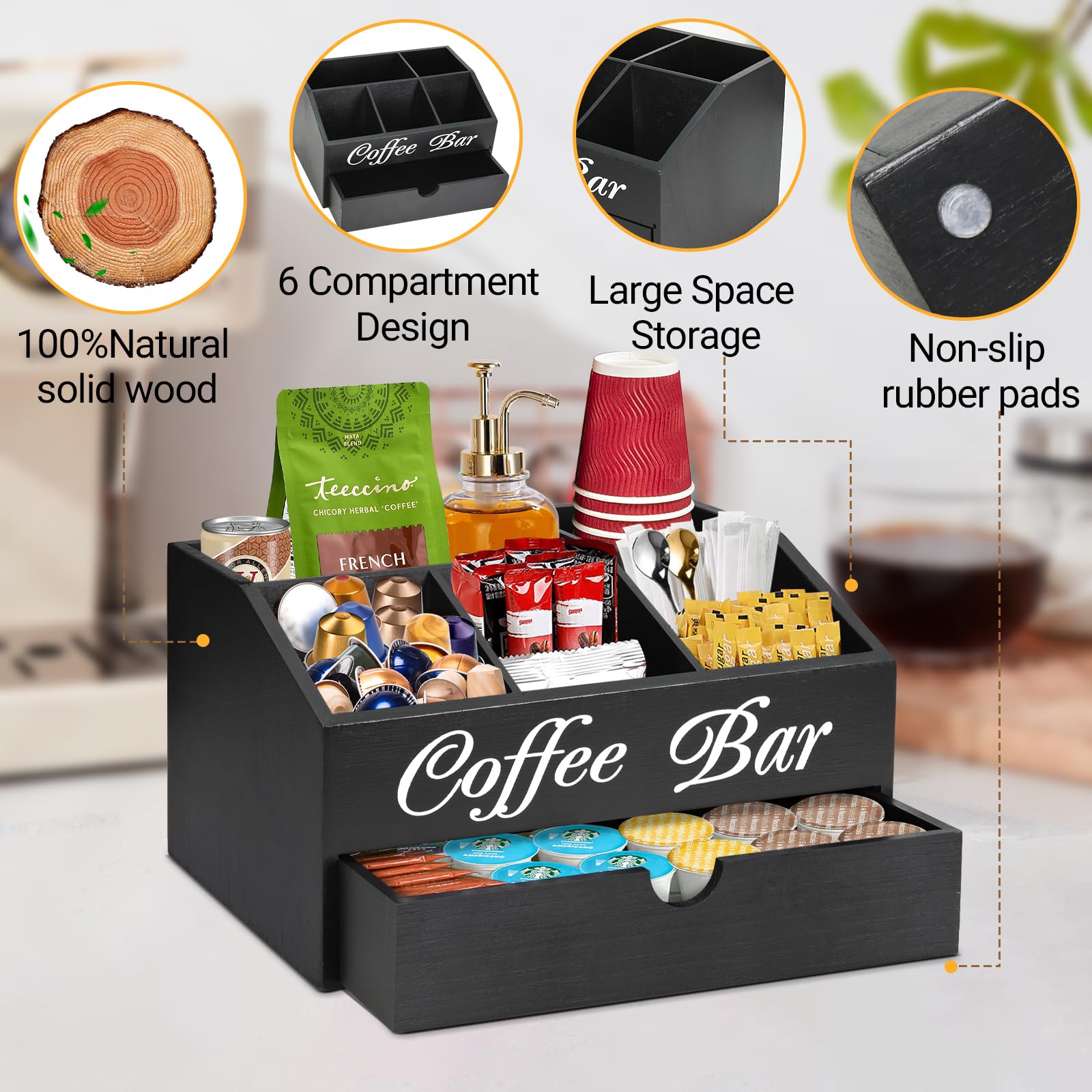 ugiftt Farmhouse style organizer fits dorms and offices for organized beverages.