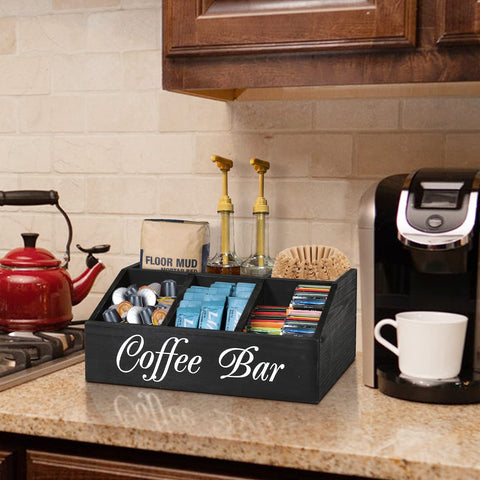 ugiftt Coffee Station Organizer rear view showing space for cups and stirrers.