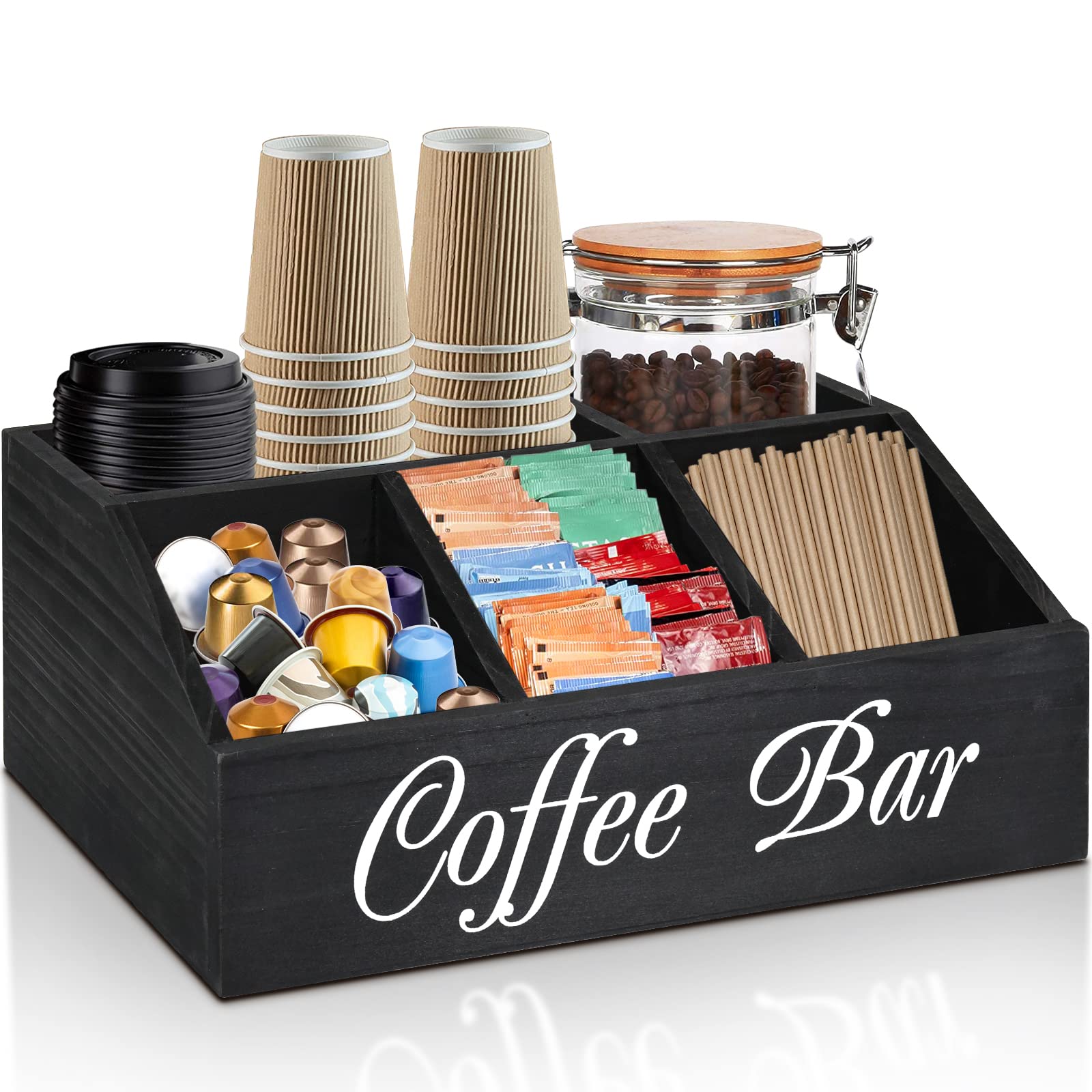 ugiftt Coffee Station Organizer front view for easy access to pods and tea.