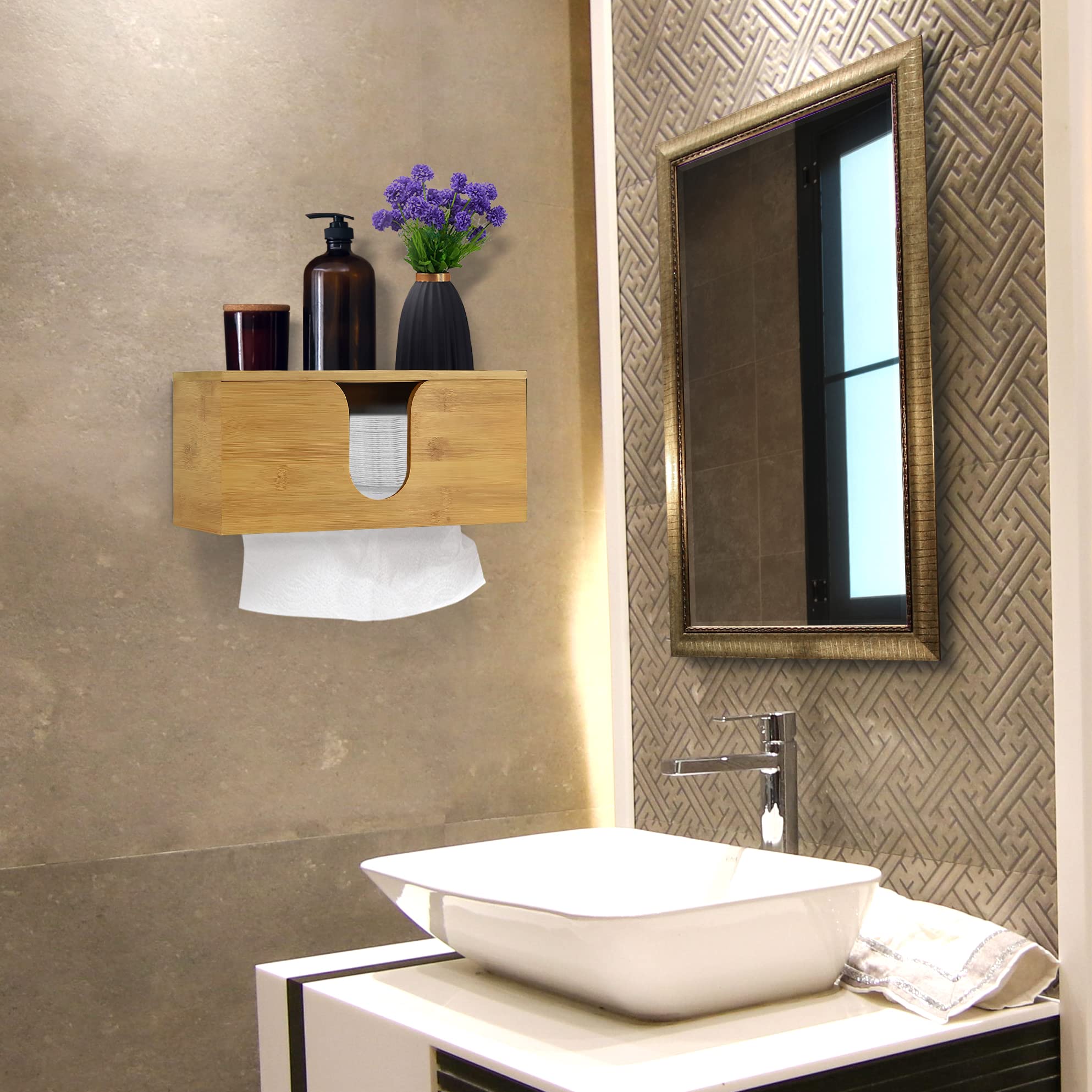ugiftt solid wood paper towel dispenser wall mounted bottom-dispense: easy bottom-access towels for quick cleanups.