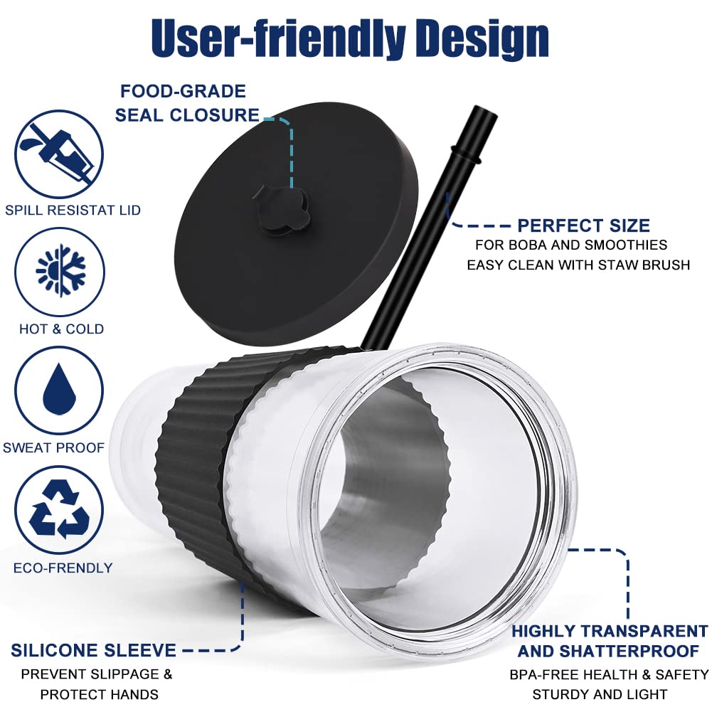 UHAPEER reusable cup with double-wall insulation keeps drinks at desired temperature