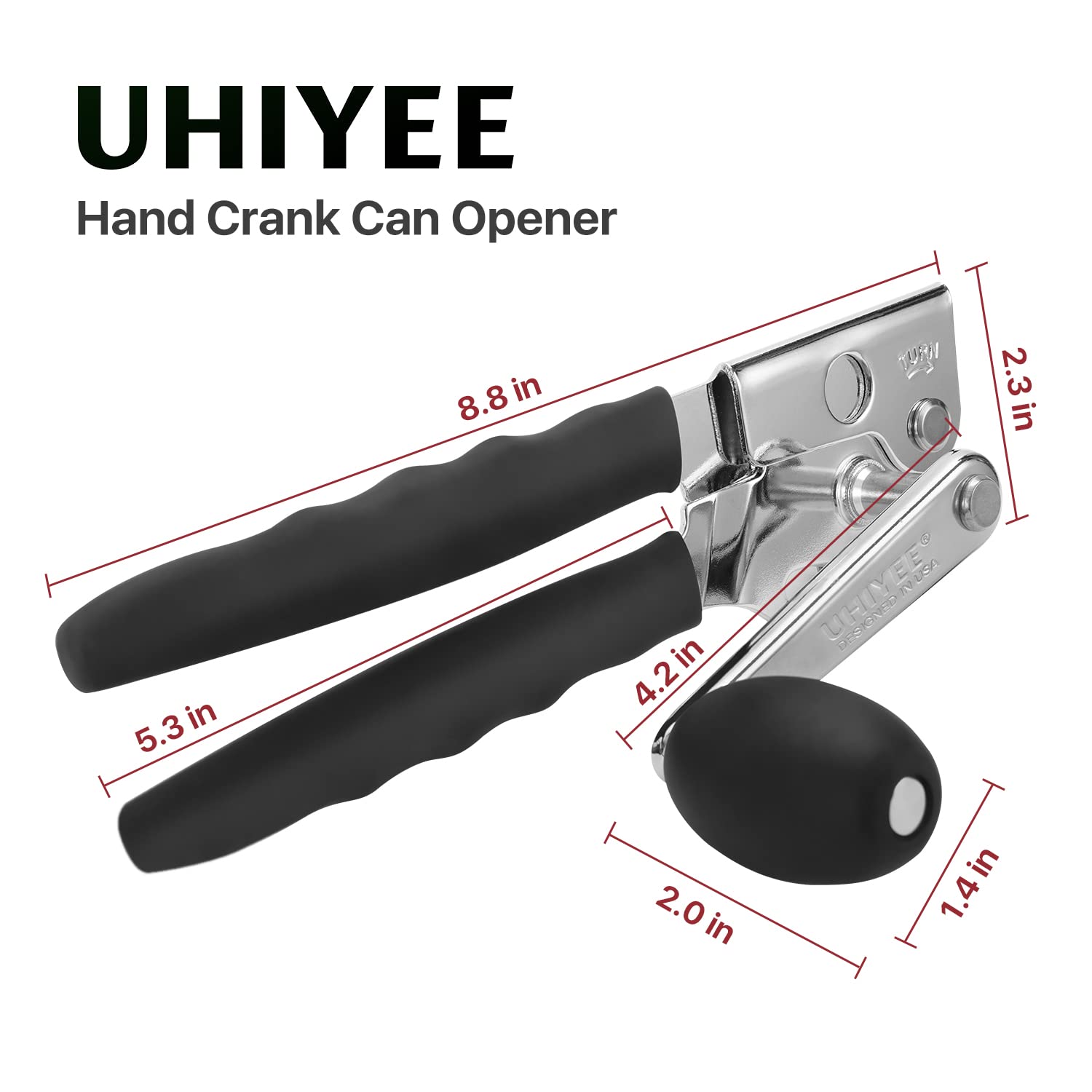 UHIYEE gear-driven operation makes opening large cans effortless