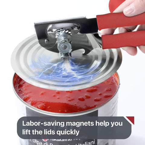Large crank on the UHIYEE opener enables easier turning for big can sizes.