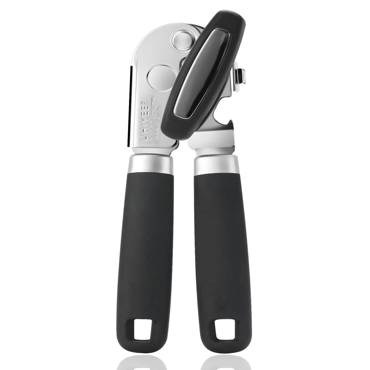 UHIYEE manual can opener with heavy-duty cutting blade offers smooth opening
