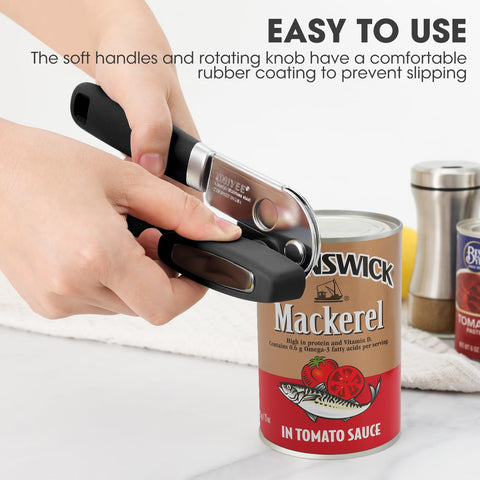 UHIYEE manual can opener shows magnetic lid lifter for clean lids