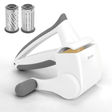 UHIYEE parmesan grater handle close-up showing ergonomic control for effortless grating